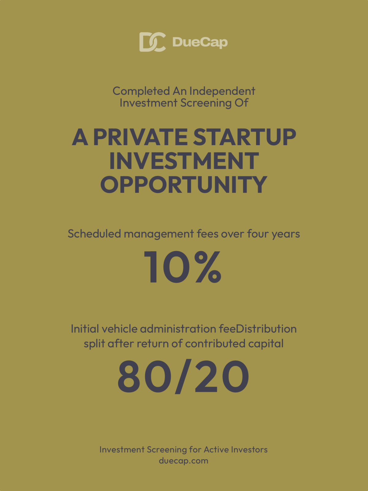 DueCap Prepared an Investment Screening Brief for a Private Startup Investment Opportunity