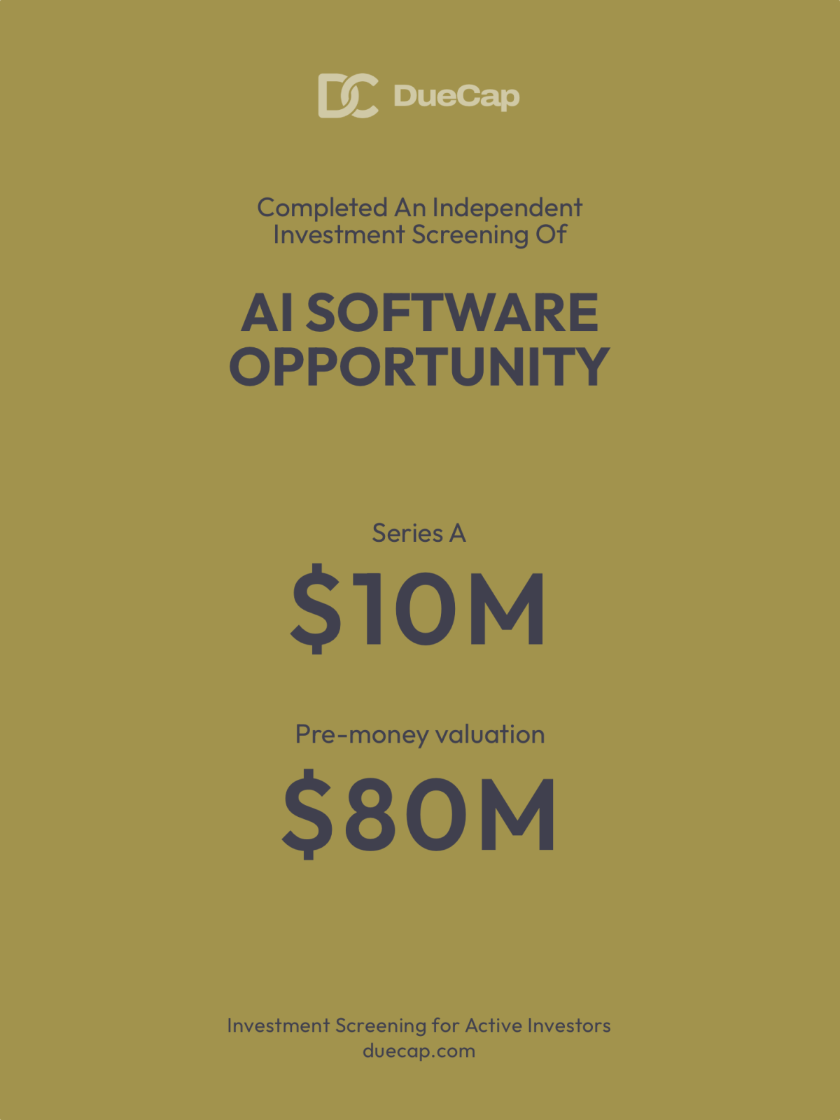 Independent Screening of a Series A AI Software Opportunity